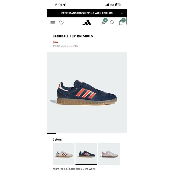 Adidas Handball Top RM Blue/Red Men\'s Shoes JR8370 Men 5.5 Women 6.5 Retail$120 main image 4